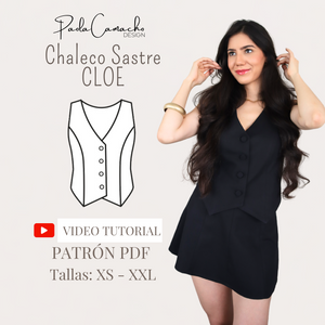 Molde de Chaleco Sastre con Botones PDF - Tallas XS,S,M,L,XL,XXL