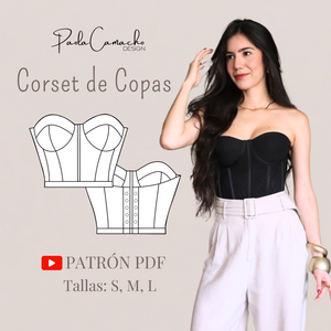 Molde de Corset de Copas PDF - Tallas S, M, L