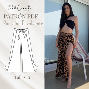 Molde de Pantalón Pareo Abierto para Playa en PDF - Talla M