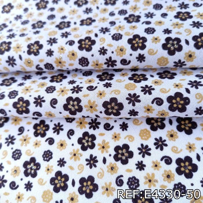 TELA-DACRON-ESTAMPADO-WILMEZ-BLANCO-FLOR-CAFE-E4330