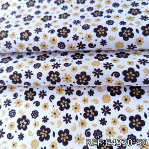TELA-DACRON-ESTAMPADO-WILMEZ-BLANCO-FLOR-CAFE-E4330