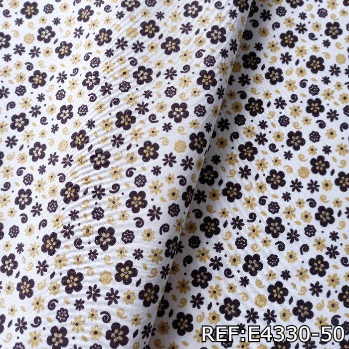 TELA-DACRON-ESTAMPADO-WILMEZ-BLANCO-FLOR-CAFE-E4330