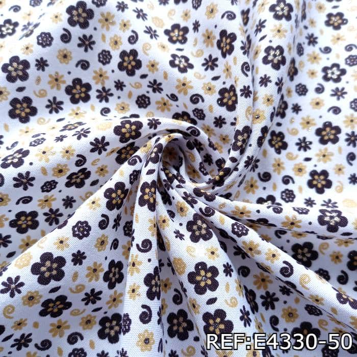 TELA-DACRON-ESTAMPADO-WILMEZ-BLANCO-FLOR-CAFE-E4330