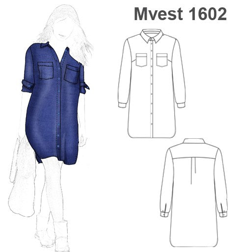 MOLDE VESTIDO CAMISERO MUJER 1602 - Main Image