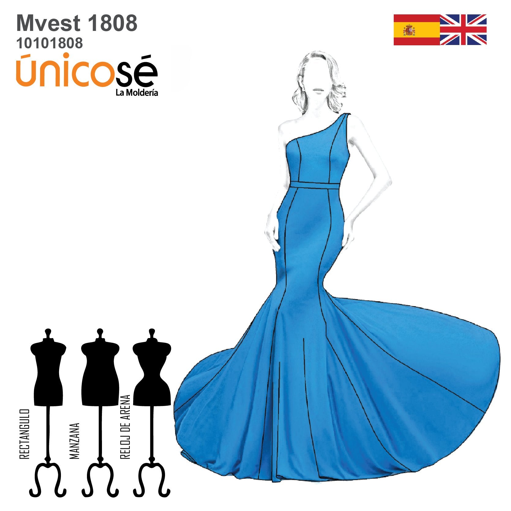 MOLDE VESTIDO LARGO MUJER 1808