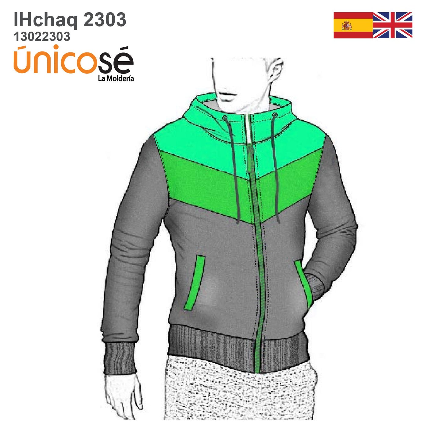 MOLDE CHAQUETA COLOR BLOCK NIÑO 2303