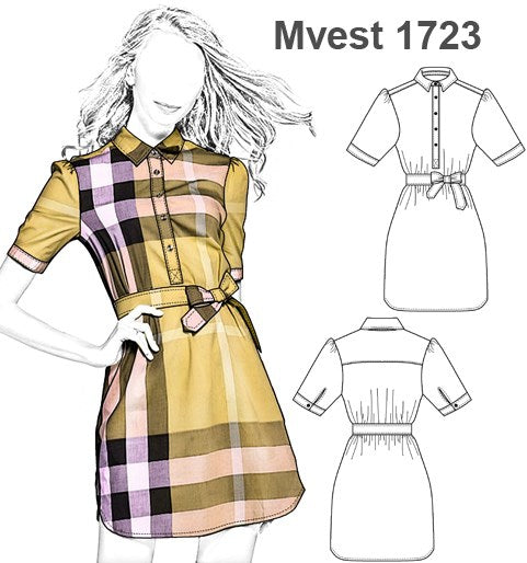 MOLDE VESTIDO CAMISERO MUJER 1723