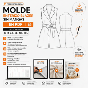 Molde Enterizo Blazer sin Mangas en PDF