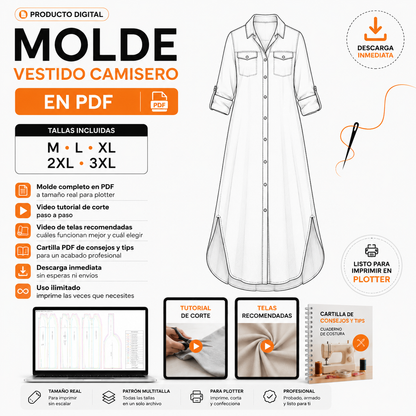 Molde Vestido Camisero en PDF