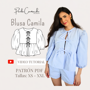 Molde de Blusa Camila en PDF - Tallas XS,S,M,L,XL,XXL