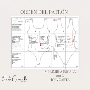 Molde de Body Amanda en PDF - Tallas XS,S,M,L,XL,XXL