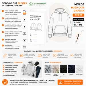 Molde de Buzo con Capota en PDF
