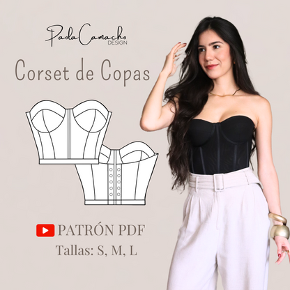 Molde de Corset de Copas PDF - Tallas S, M, L