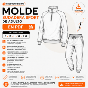 Molde de Sudadera Sport de Adulto en PDF