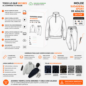 Molde de Sudadera Sport de Adulto en PDF
