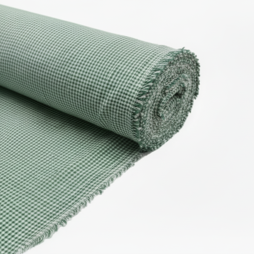 TELA-CAROLINA-POLIESTER-CUADRO-PEQUENO-COLOR-VERDE-BOTELLA