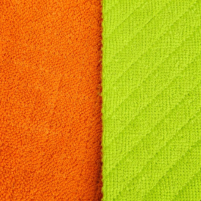 TELA-TOALLA-MICROFIBRA-DOBLE-FAZ-COLOR-NARANJA-Y-VERDE-NEON