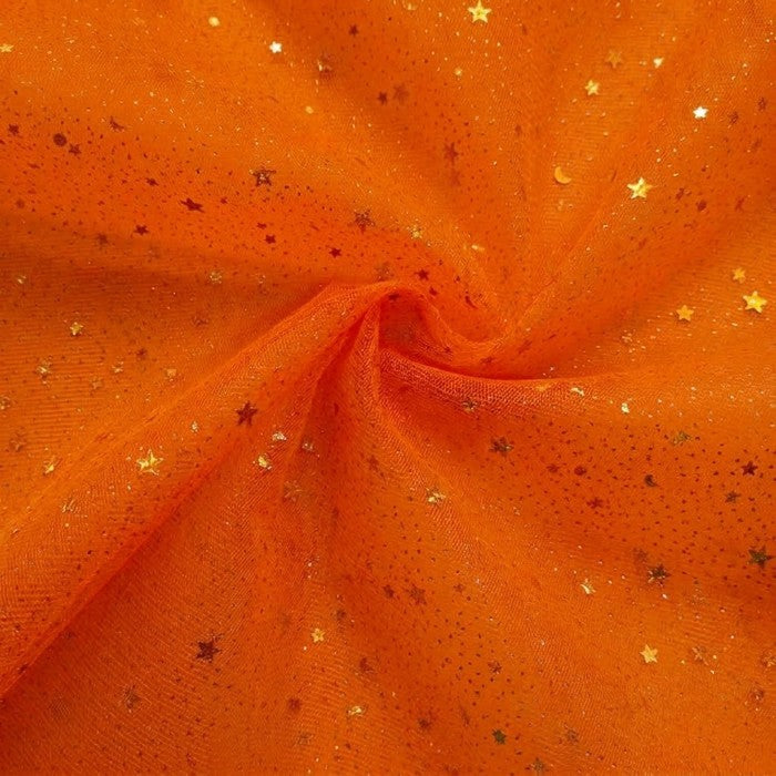 TELA-TUL-ESCARCHADO-ESTRELLAS-COLOR-NARANJA