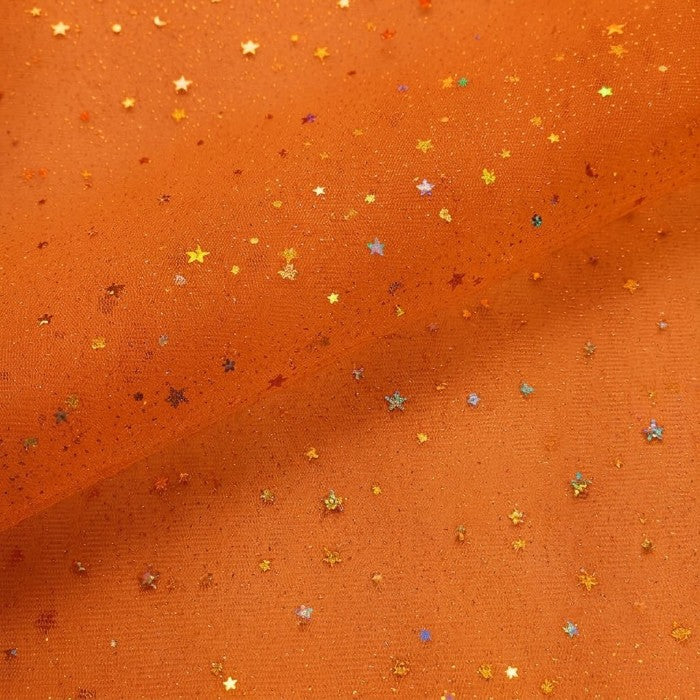 TELA-TUL-ESCARCHADO-ESTRELLAS-COLOR-NARANJA
