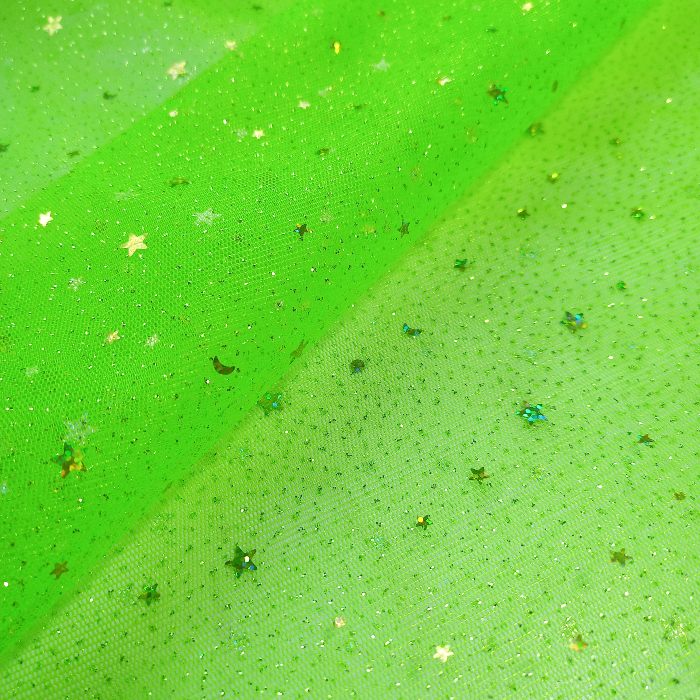 TELA-TUL-ESCARCHADO-ESTRELLAS-COLOR-VERDE-NEON