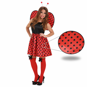 Tela Satín de Disfraz Mariquita Roja x Metros