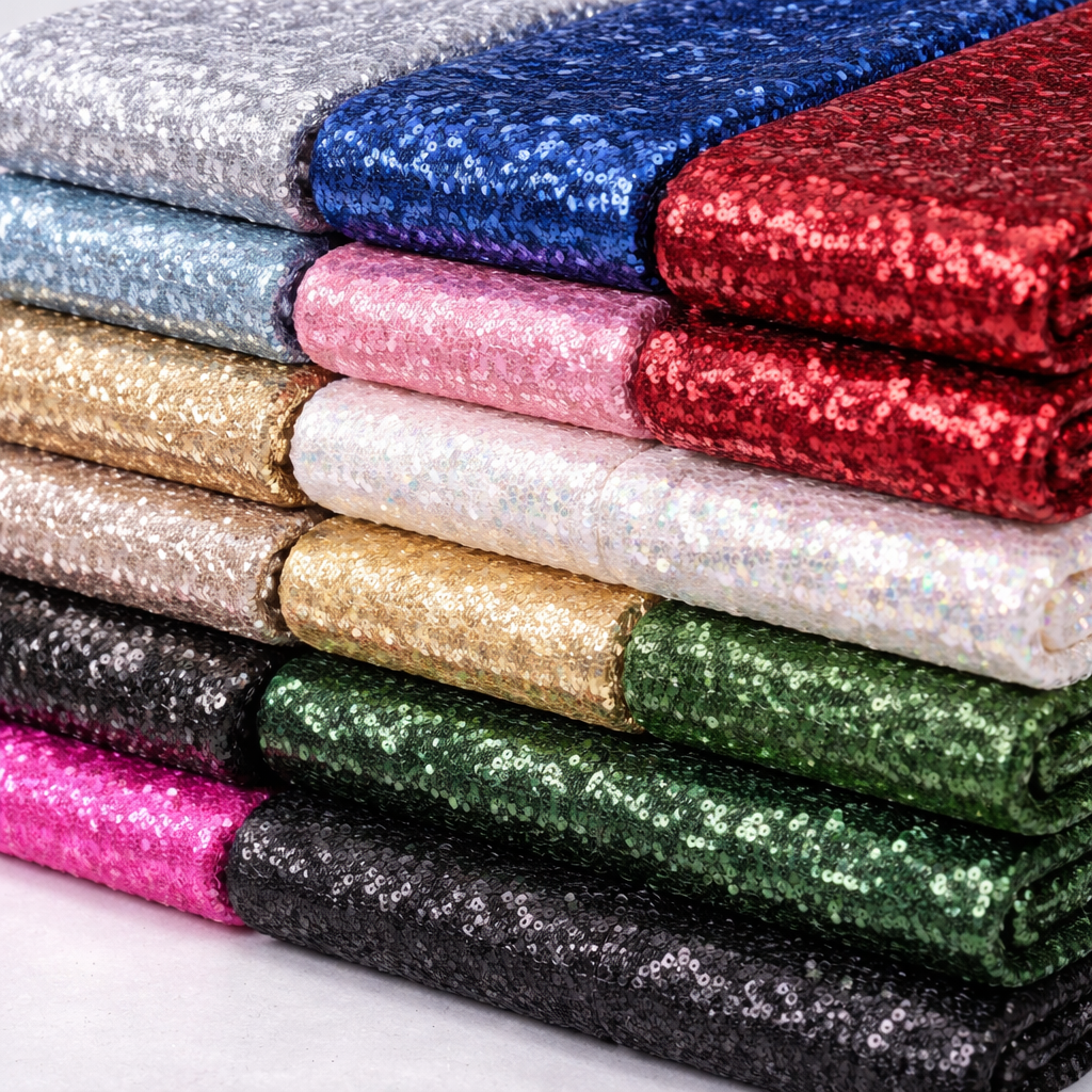 Tela de Lentejuelas Cosidas