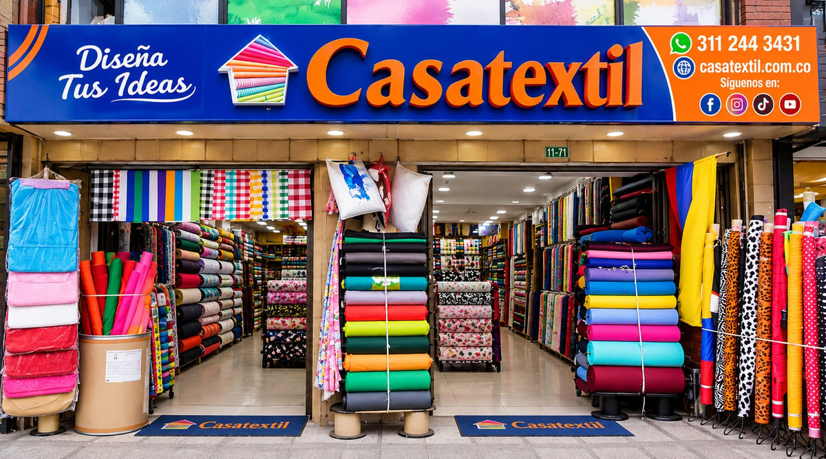 Punto de venta de Casatextil en Bogotá: telas por metro y por rollo en cientos de colores