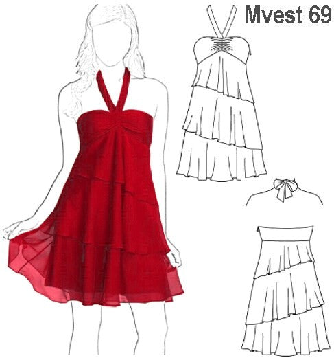 MOLDE VESTIDO VUELOS MUJER 0969