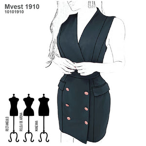 MOLDE VESTIDO CRUZADO MUJER 1910