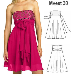 MOLDE VESTIDO STRAPLESS MUJER 0938