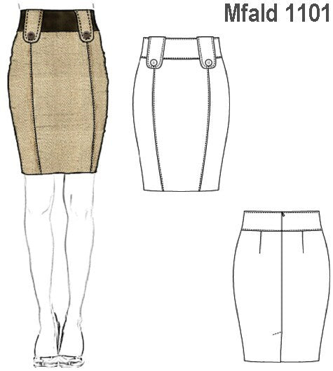 MOLDE FALDA TUBO MUJER 1101