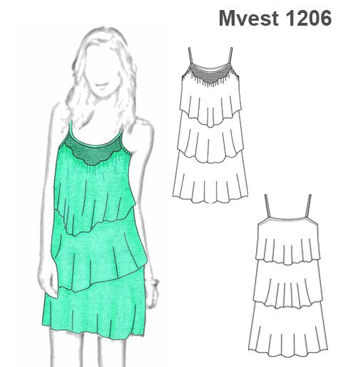 MOLDE VESTIDO VUELOS MUJER 1206