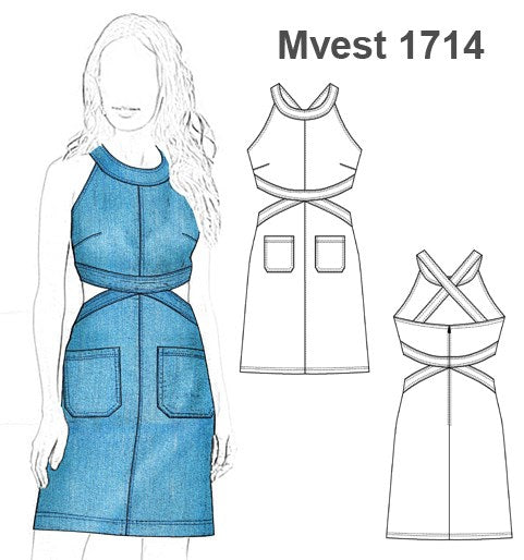 MOLDE VESTIDO JEANS MUJER 1714