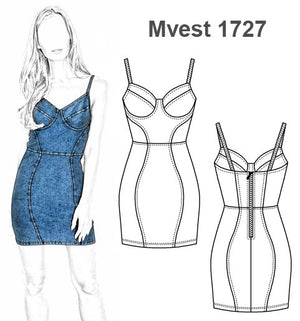 MOLDE VESTIDO BODYCON MUJER 1727