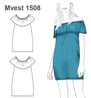 MOLDE VESTIDO VUELO MUJER 1508