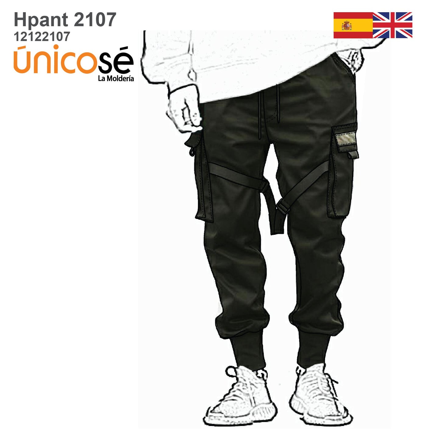 MOLDE PANTALON JOGGER CARGO HOMBRE 2107