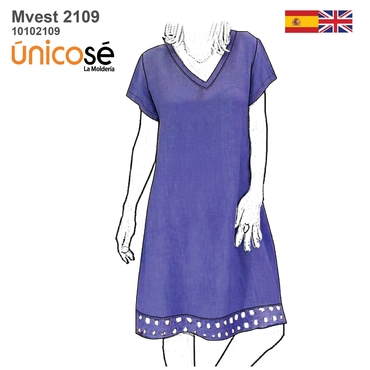 MOLDE VESTIDO BASICO MUJER 2109