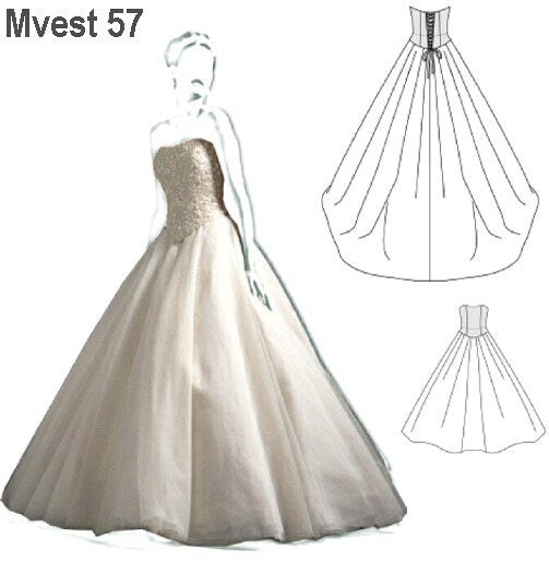 MOLDE VESTIDO NOVIA CON CORSET 0957