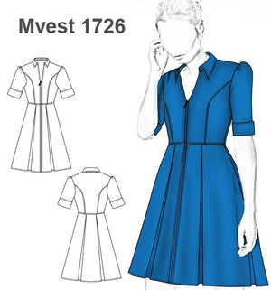 MOLDE VESTIDO DE TABLAS MUJER 1726