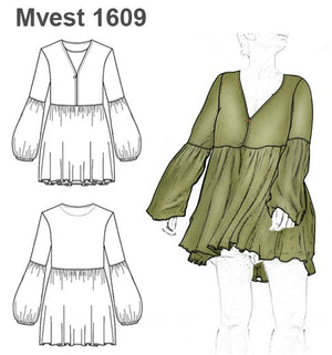 MOLDE VESTIDO CAMPESINO MUJER 1609