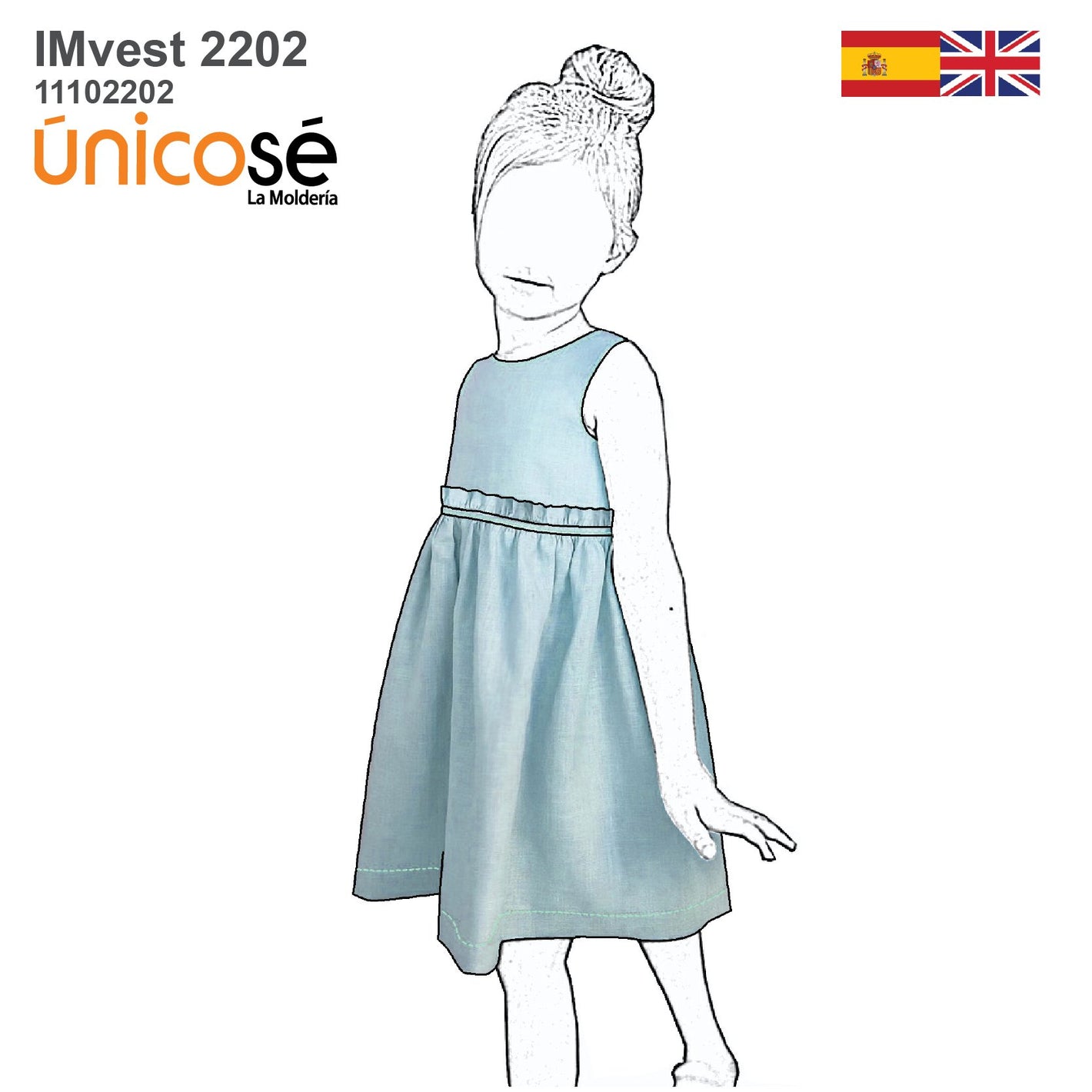 MOLDE VESTIDO IMPERIO NIÑA 2202