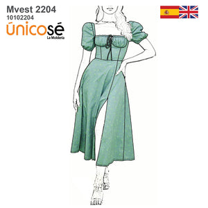 MOLDE VESTIDO EVASE MUJER 2204