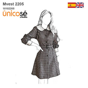 MOLDE VESTIDO CUELLO BEBE MUJER 2205