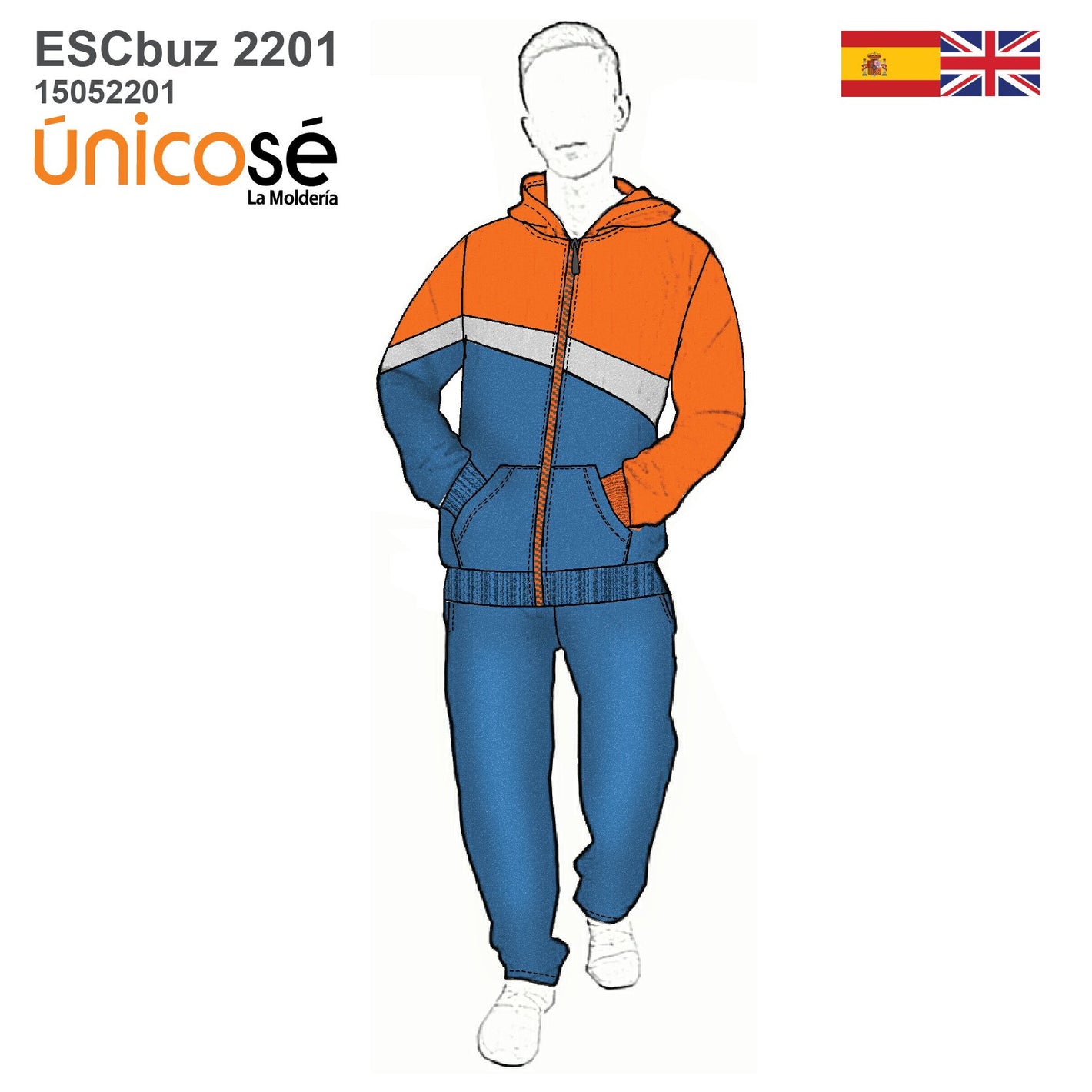 MOLDE SUDADERA / BUZO ESCOLAR CORTES 2201