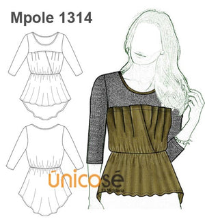 MOLDE POLERA ASIMETRICA MUJER 1314