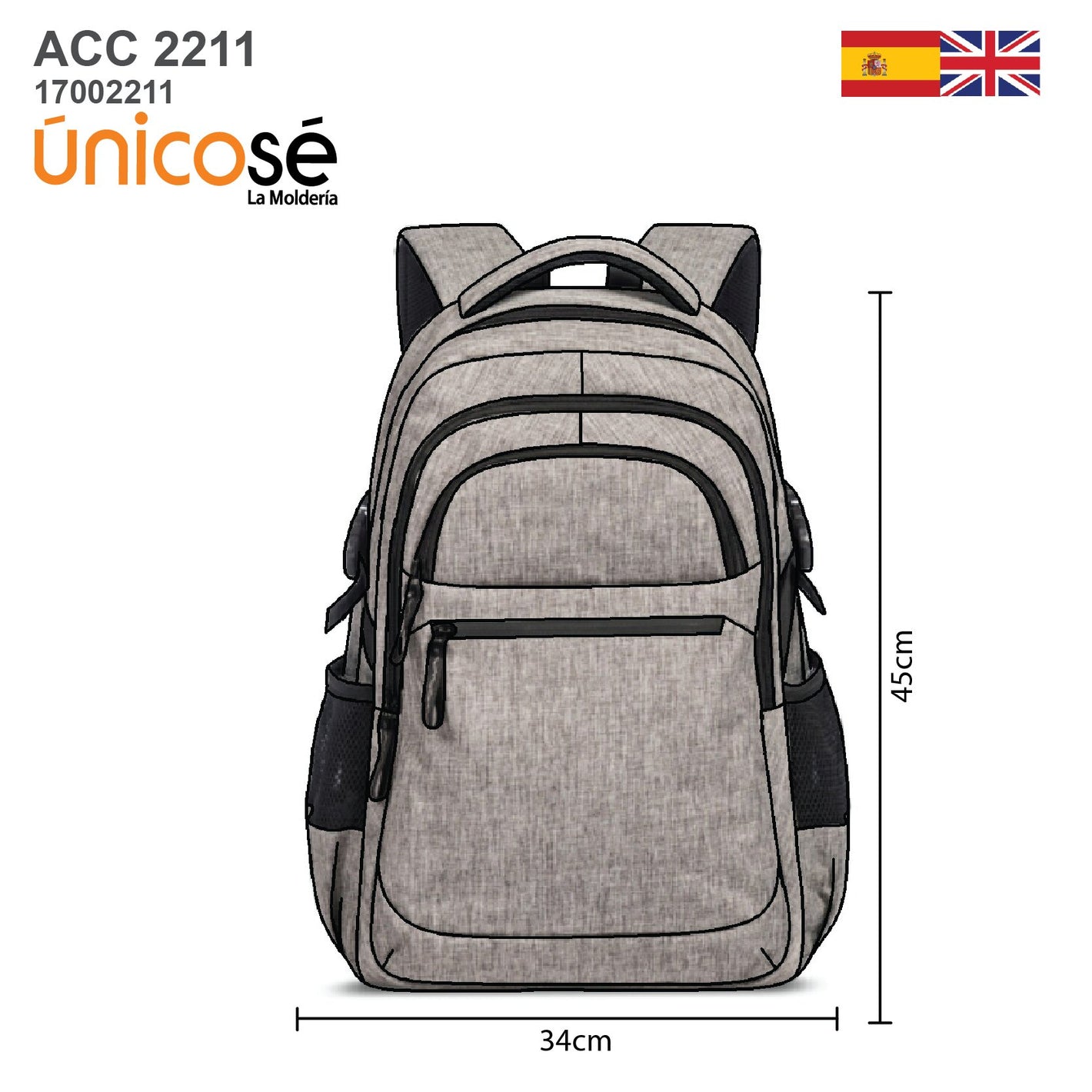 MOLDE MOCHILA CON PORTA NOTEBOOK ACC 2211