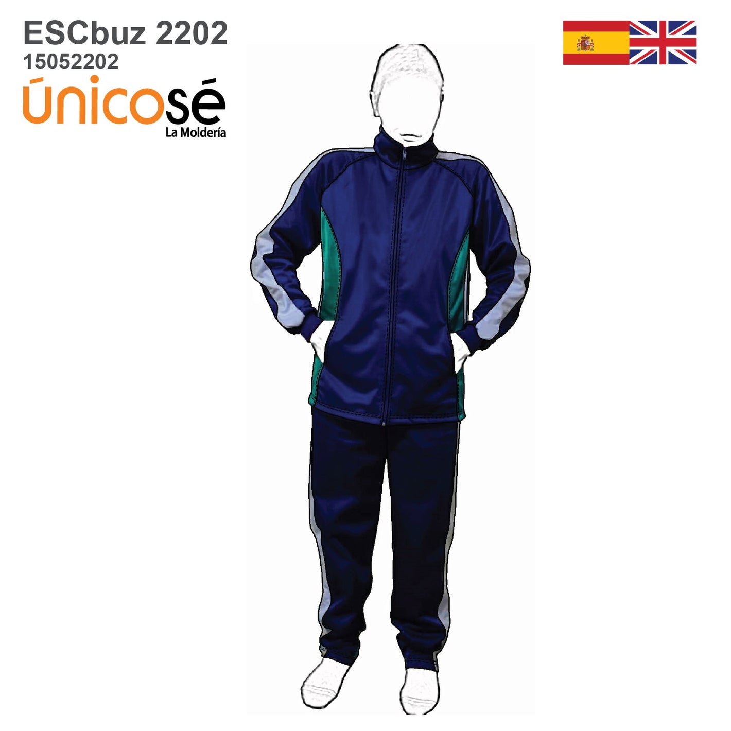 MOLDE SUDADERA / BUZO ESCOLAR CORTES 2202