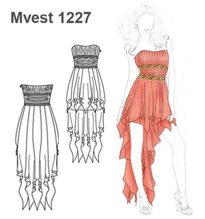 MOLDE VESTIDO ASIMETRICO MUJER 1227