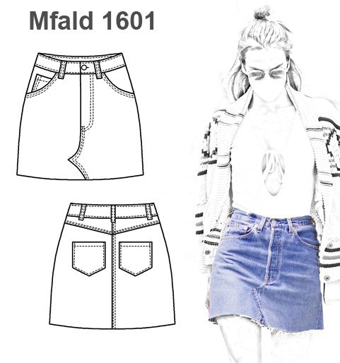 MOLDE FALDA JEANS MUJER 1601