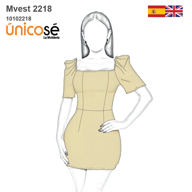 MOLDE VESTIDO CORTO MUJER 2218